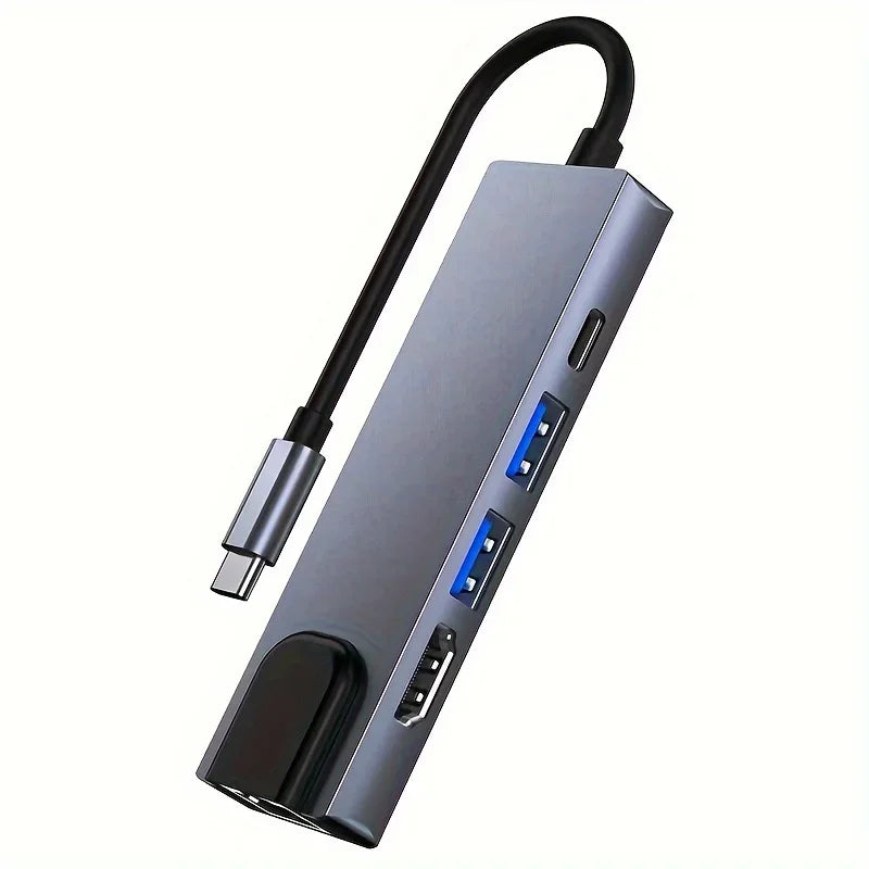 5 in 1 USB C Hub Type C To 4K HDMI-compatible Adapter RJ45 Network 100M Ethernet Lan Charger Port Adapter For Macbook Pro