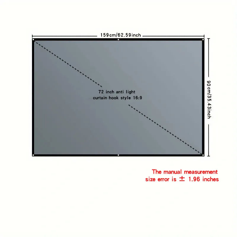 4K high-definition projection screen with 60-133 inch metal anti light screen hook design suitable for low lumen projectors