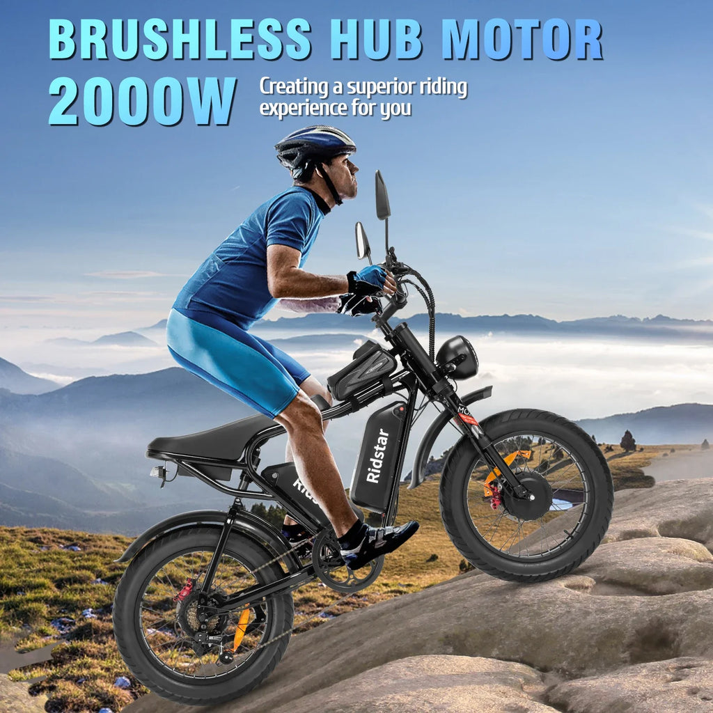 Q20Pro Electric Bicycle 2000W Dual Motor 52V40AH Dual Battery Ebike Top Speed 55KM/H 20*4Fat Tire Electric Mountain Bike