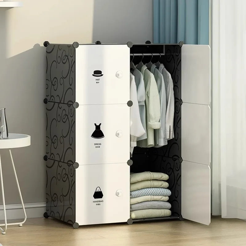 Portable Plastic Folding Wardrobe Closet Sturdy Durable Easy Assembly Clothes Storage Cabinet Bedroom Dorm Apartment Rental
