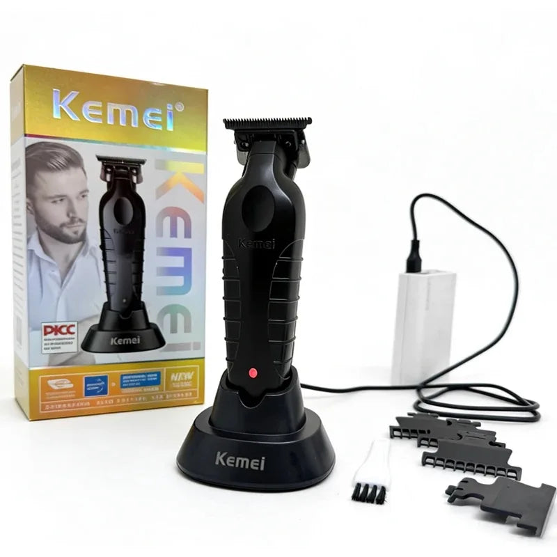 Kemei Electric Cordless Hair Trimmer KM-2299 with Base Electric Oil Head Thruster Carving Clippers Finish Hair Cutting Machine
