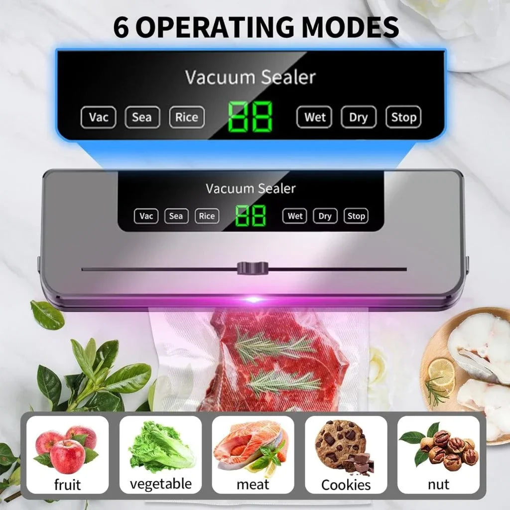 Home Vacuum Sealer Machine Dry/Wet Food Packaging Storage Plastic Bags Sealer Built-in Cutter Kitchen Products Packaging Sealer
