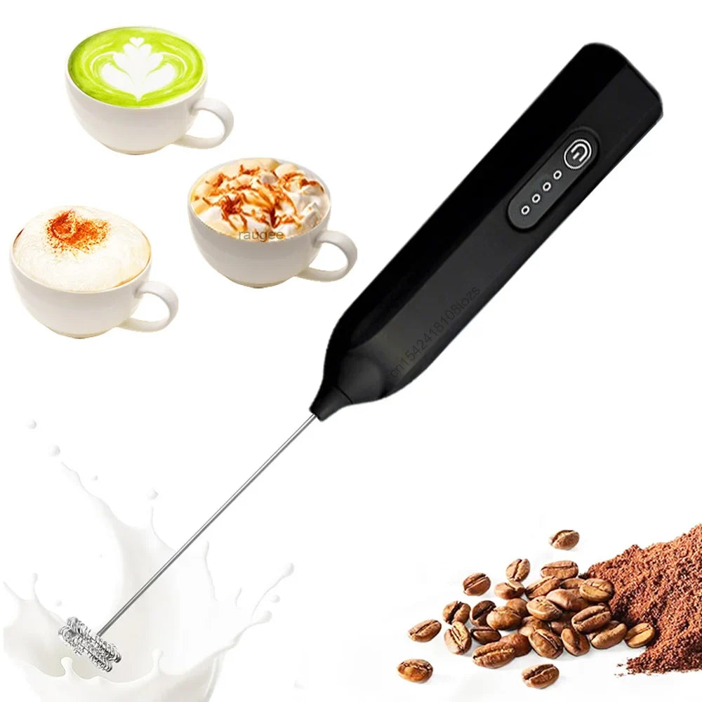 Wireless Milk Frother USB Rechargeable Electric Automatic Rotary Blender Handheld Milk Foamer for Coffee Cappuccino Cream Maker