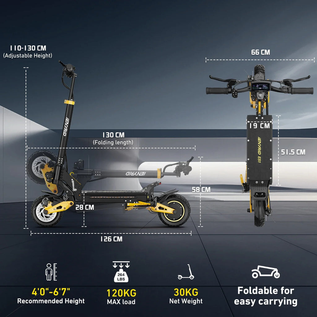 IENYRID ES1 Electric Scooter Foldable 2400W Dual Motor 48V20.8Ah Lithium Battery E-Scooter 10-inch Tires Adult City E-Scooter