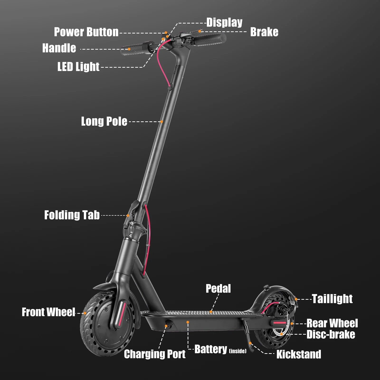AiliFE Electric Scooter with Smart App 36V Battery 19Mph 350 Motor 8.5Inch Tyres Foldable Escooter