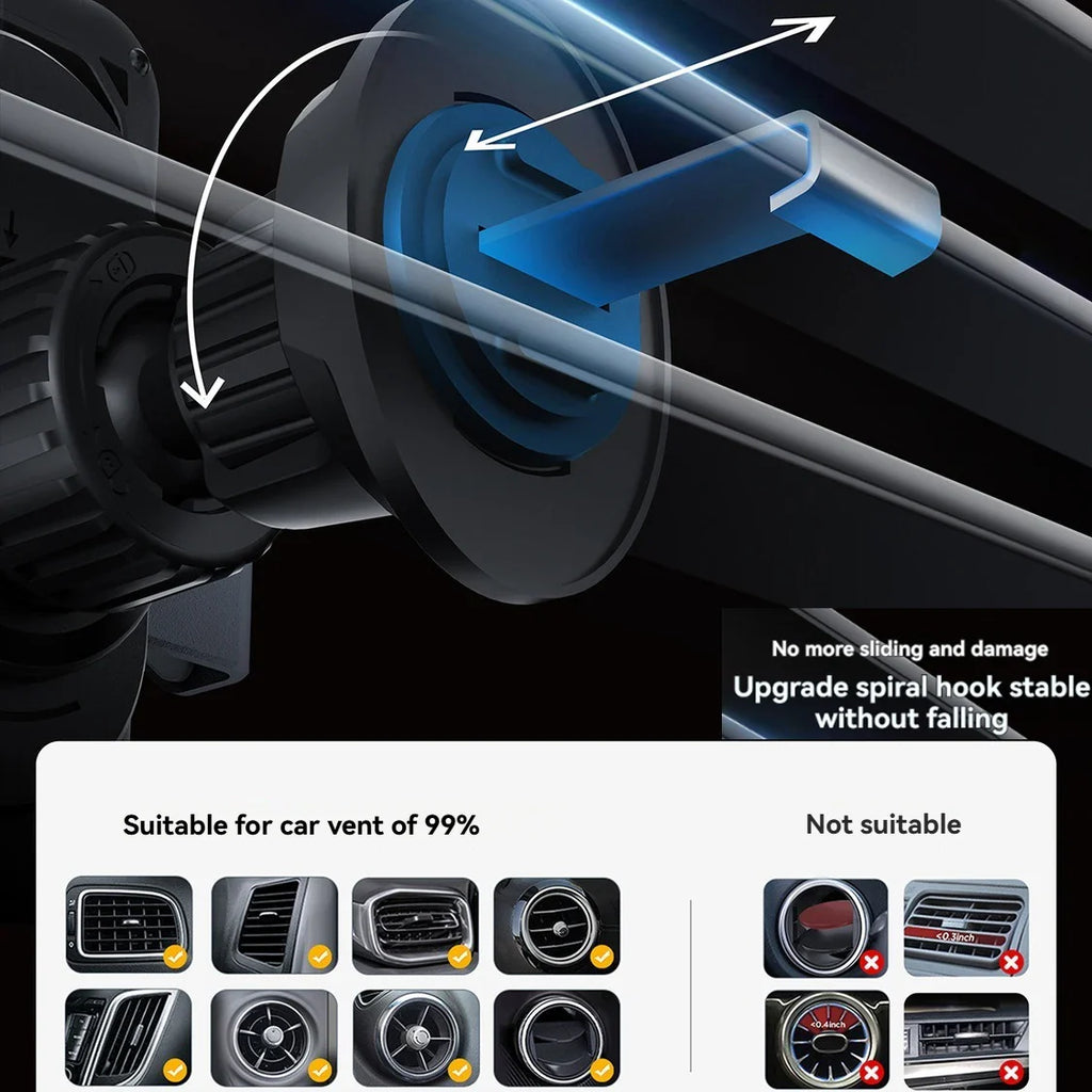 696 Car Holder With Dual Motor Electric Rotating Opening Closing Mobile Phone Holder Wireless Fast Charging Car Phone Bracket