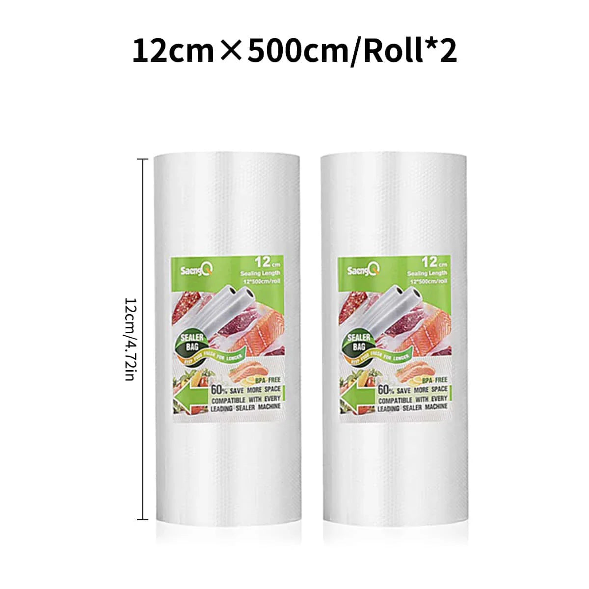 2 rolls of 500cm long textured rolls, vacuum compressed bags, single-sided mesh food vacuum packaging rolls, 2 packs