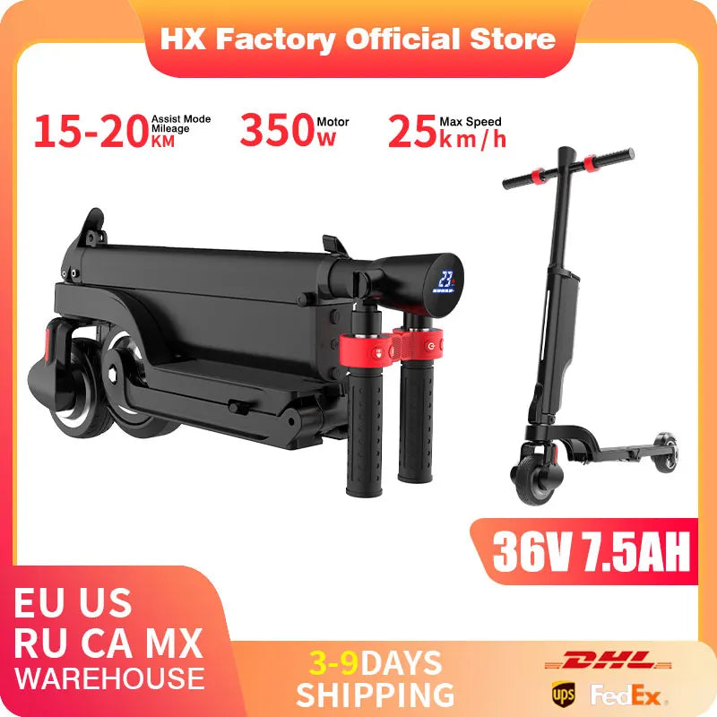 HX Foldable Electric scooter 7.5A 350W 25KM/H electric scooters 36V EScooters 5.5 Inch E Scooter For Adults