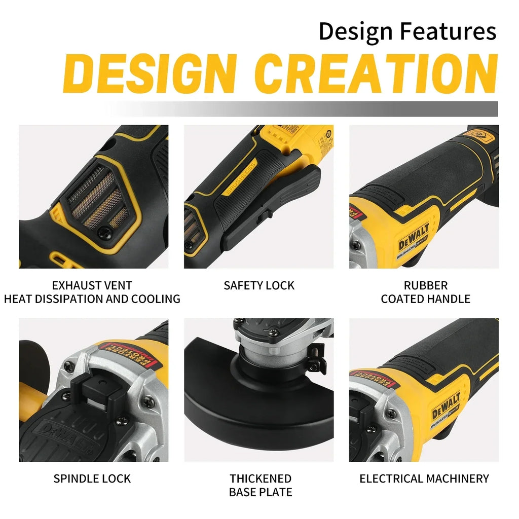DEWALT DCG406 Kit 125MM 20V Angle Grinder Brushless Maglev Metal Cutting Charging Angle Grinder No Battery rotary tool