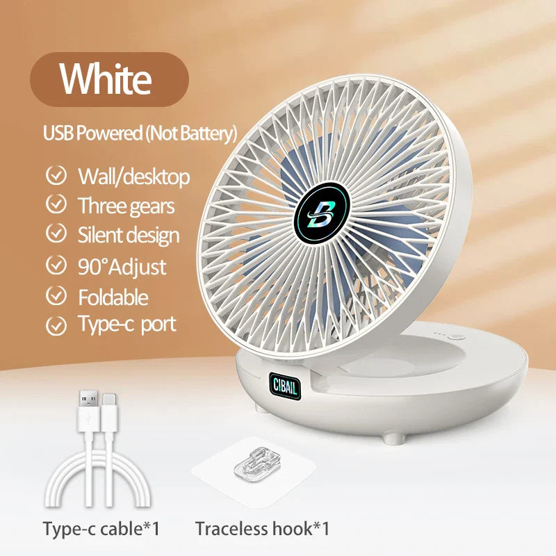 2024 Best Sellers 2IN1 Folding Desktop Fan Portable Air Conditioner Wall Mounted Fan Rechargeable With 3 Gears for Home Office