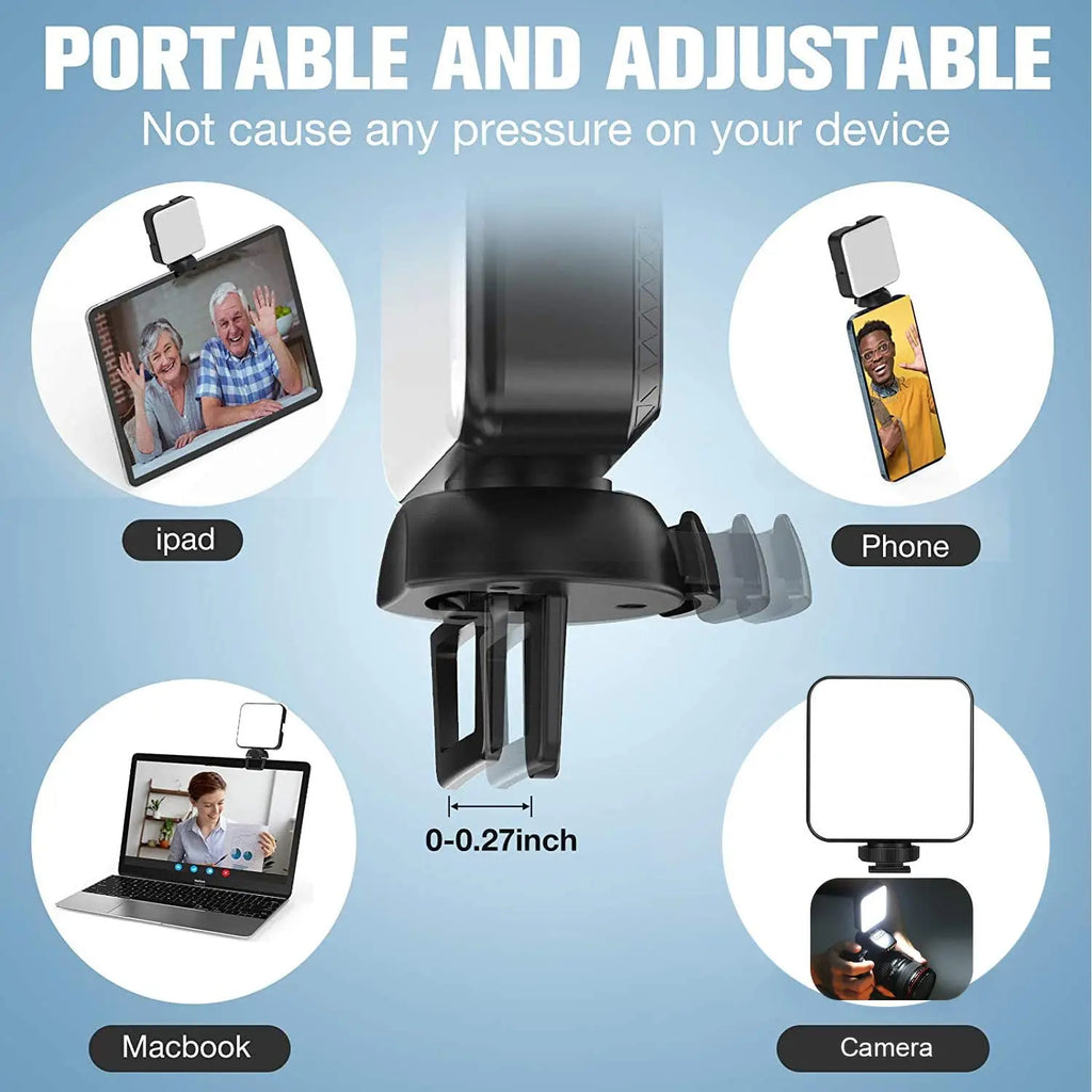 Mini Portable LED Video Light Photography Lighting 5W 6500K Cell Phone Selfie Livestreaming Fill Lamp with 3 Cold Shoe Vlog Lamp