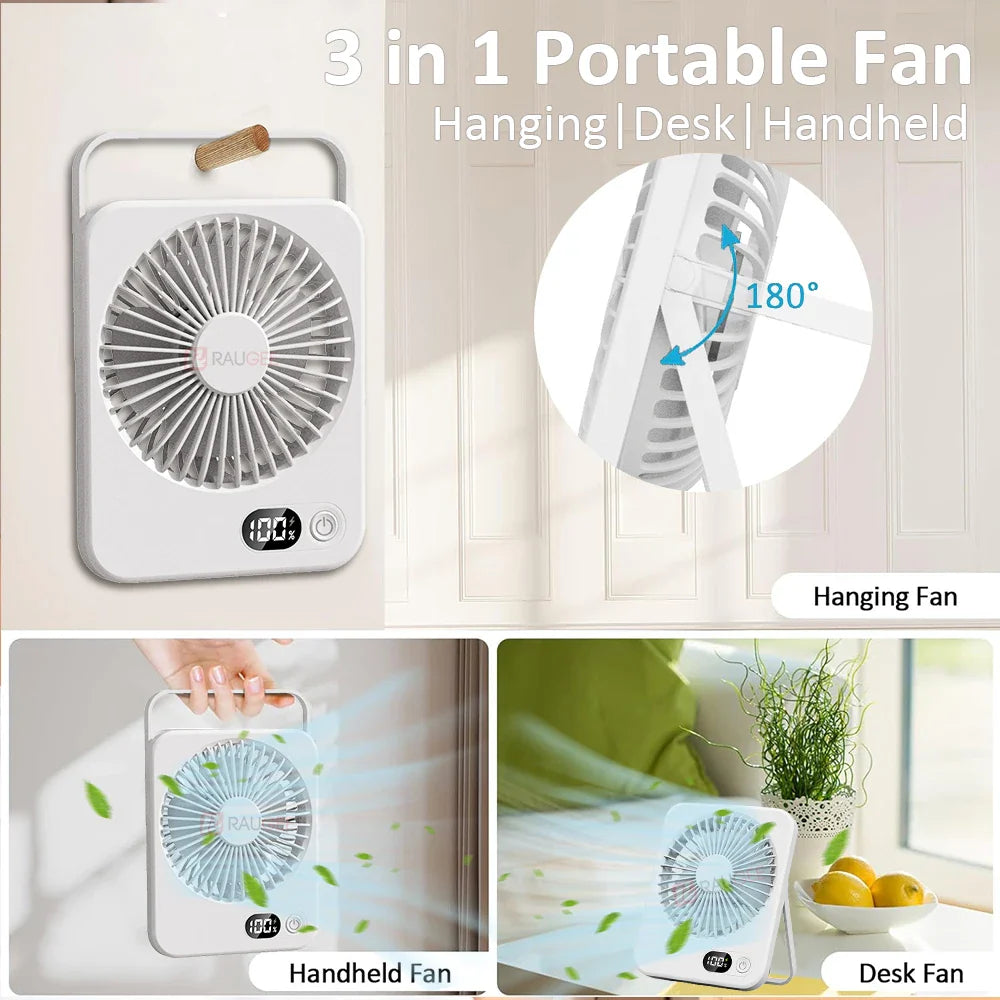 Desk Fan USB RechargeableMini 180° Tilt Folding Personal Fan 5 Gear Wind Portable Wall Fan Table Fan for Office Home Small Fan