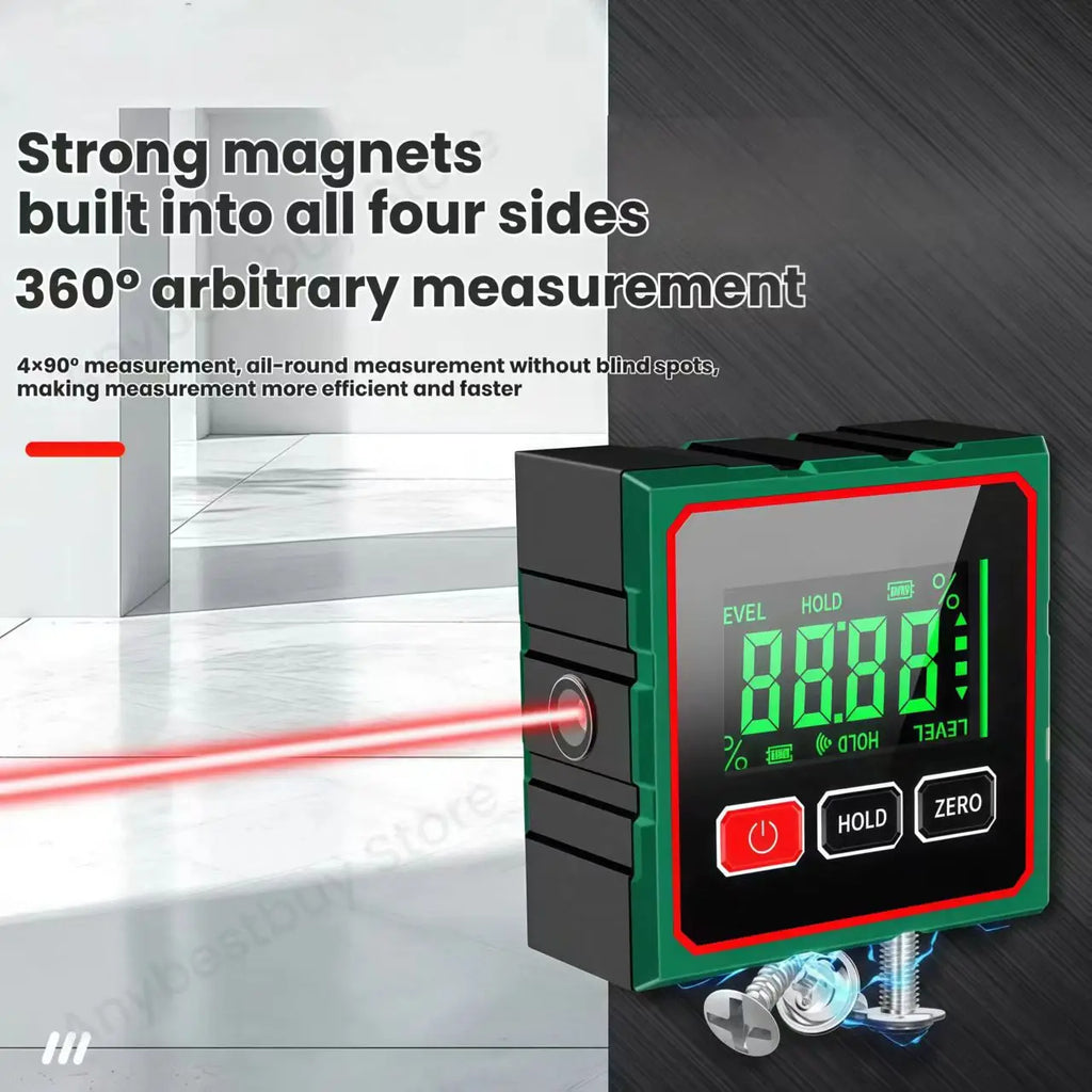 4-Sided Magnetic Electronic Inclinometer Digital Display Tilt Angle Gauge Portable High-precision Measurement Laser Level Ruler