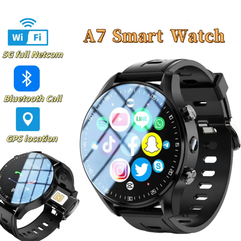 SIM Dual camera Smartwatch A7128G 4G smartwatch Video Call Trail tracker with Wifi GPS waterproof Google Play Store for men
