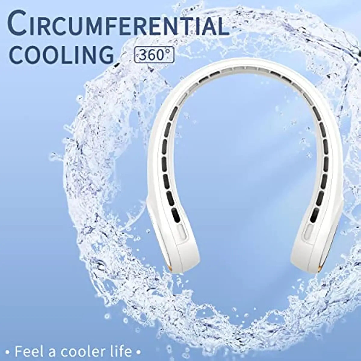 Portable Neck Fan 360° Cooling Portable Strong Wind Fan with Adjustable Speed 5200mah Rechargeable Mute Bladeless Neck Fan