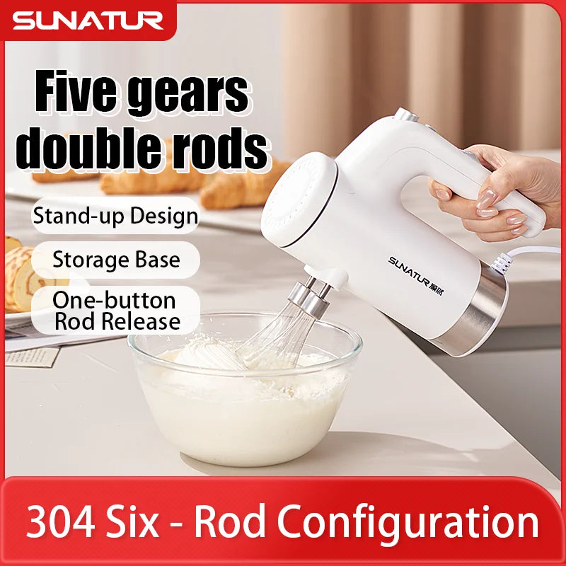 SUNATUR 350W Electric Hand Mixer Handheld Egg Beater Cream Whisk for Home Baking & Commercial Use Ph