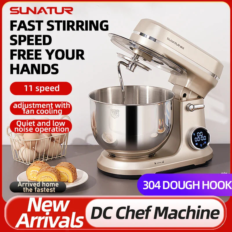 SUNATUR 5.5L Stand Mixer 800w electric kitchen blender planetary mixer timed Food Processor Direct current mixer Cake Baking