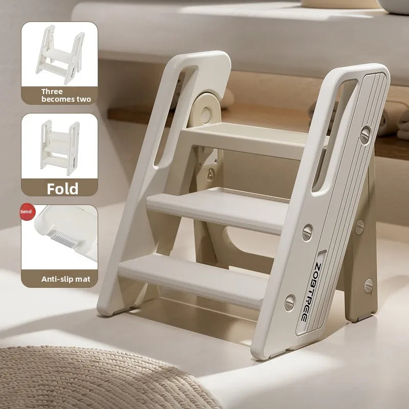 2 Step Foldable Ladder Stool Baby Kids Toddler Bathroom Sink Non Slip Portable Lightweight Escalera Madera Household Kitchen