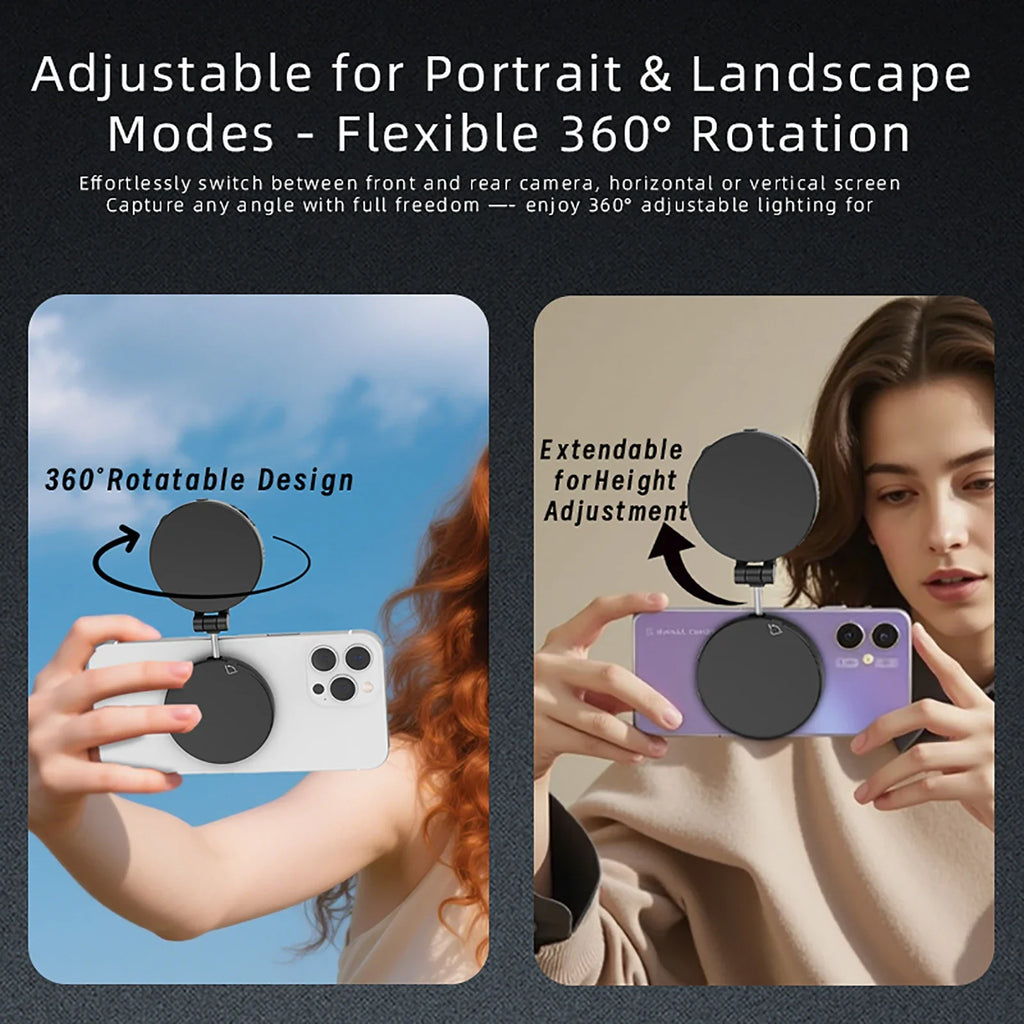 2 in 1 Folding Magnetic Phone Selfie Light with Mirror for Magsafe IPhone Fill Light Led Ring Flash Video Photography Accesorios