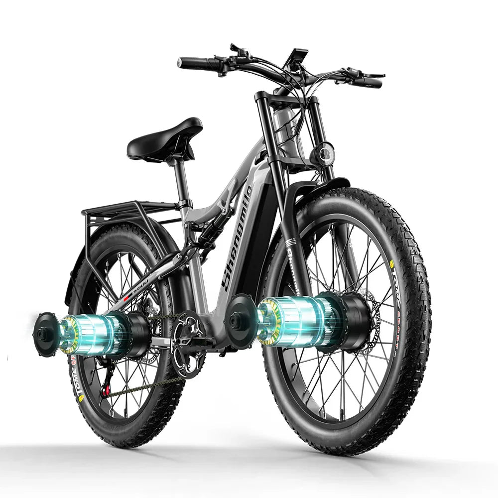 Shengmilo S600 Electric Dirt Bike 2000w Dual Motor Electric Bike Adult  48V 17.5AH Battery 26 inch Fat Tire Bicycle Electric