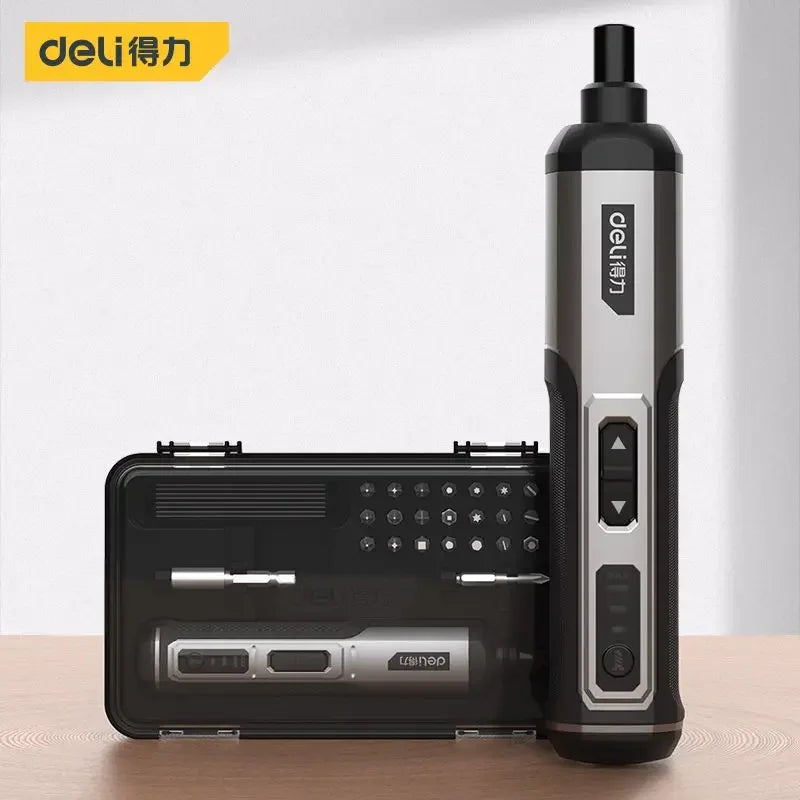 Deli Handheld Electric Screwdriver Lithium Charging Household Screwdriver Small Mini Electric Screwdriver Tool Set