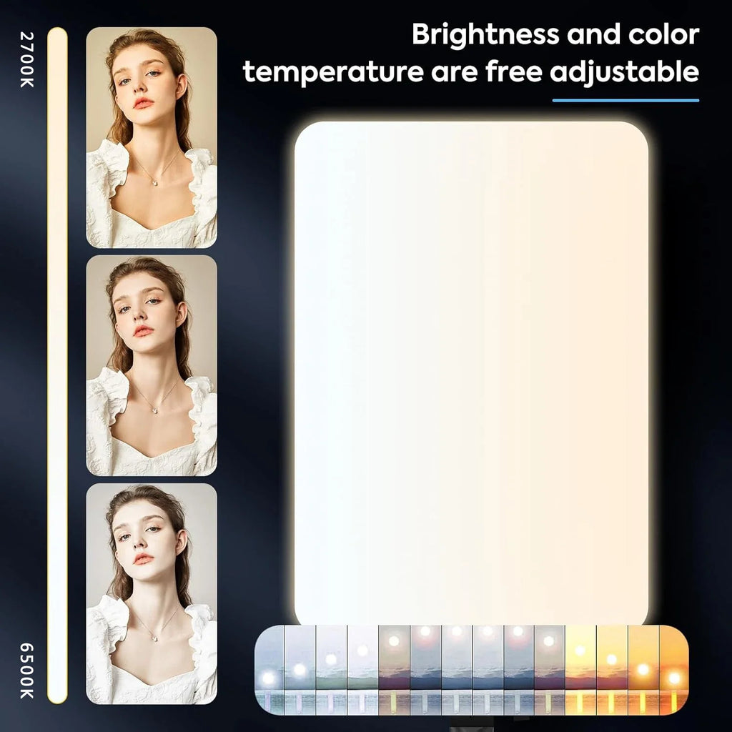XRDKJ 19-inch LED Video Light Kit, 2700-6500K Dimmable Photographic Lighting with Remote Control and 63-inch Stand