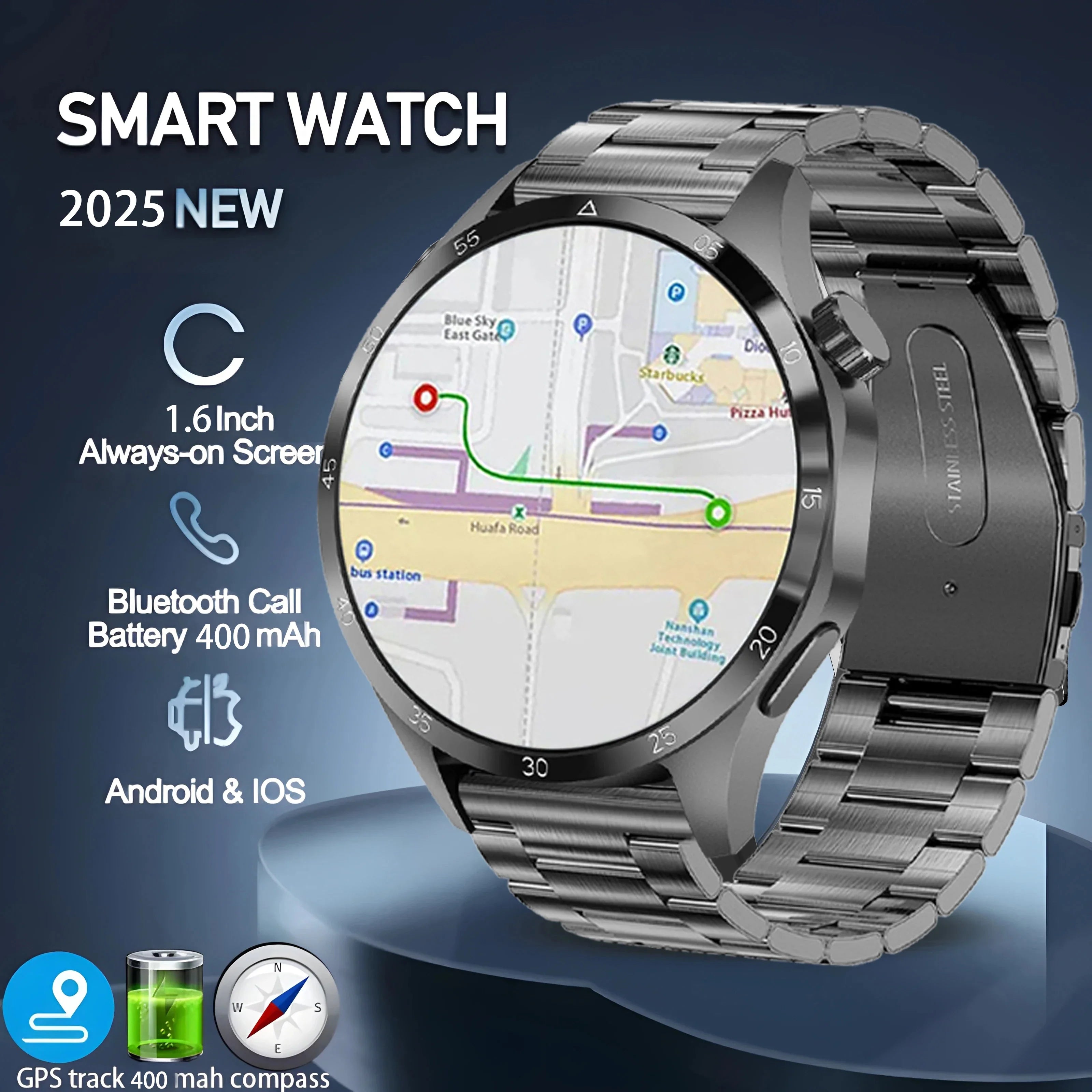 2025 Original Watch 4 Pro Men Women Full Touch Screen GPS Sport Fitness Watch Man IP67 Waterproof Bluetooth For Android IOS NWE