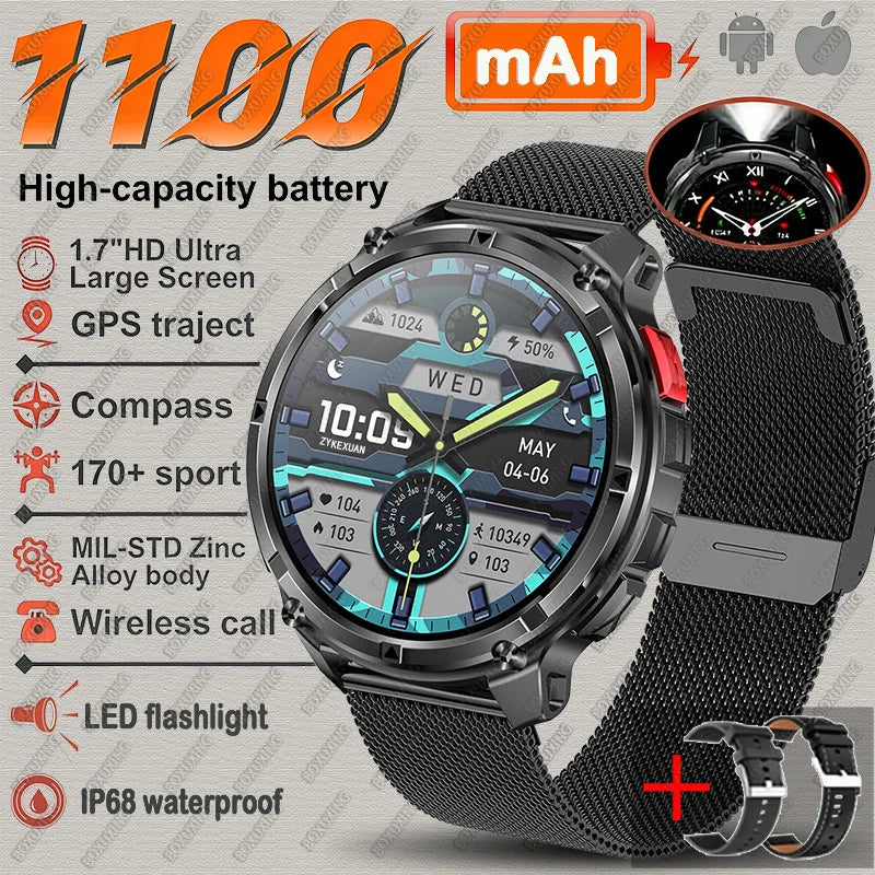 2026 New T-Rex3 Pro GPS Tracker Smartwatch Men 120-Day Standby 1100mAh Clock Rugged Outdoor Sport 10ATM Waterproof Call Watches