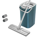 Juego De Fregona Y Cubo De Piso Plano, Herramienta De Limpieza De Cocina, Microfibra, Escurrible, Mágico, Escalable, Sin Marca D