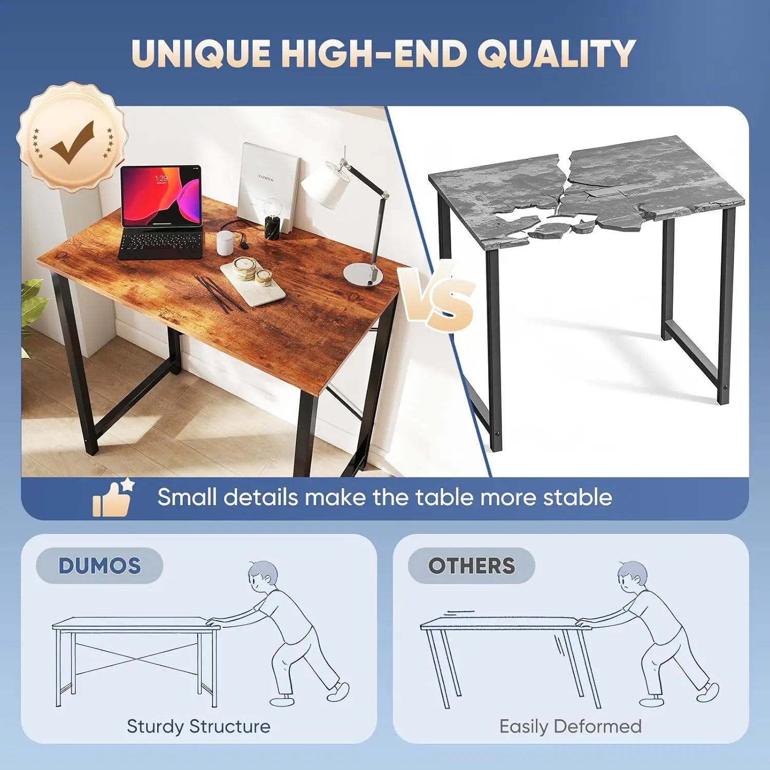 32-inch Modern Computer Desk with X-Brace Support, Waterproof MDF Top, 265lb Capacity for Home Office Study