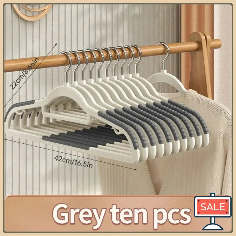 Hot-selling 10-piece set of household double-hook non-slip hangers no-mark drying suitable for both wet and dry clothing storage