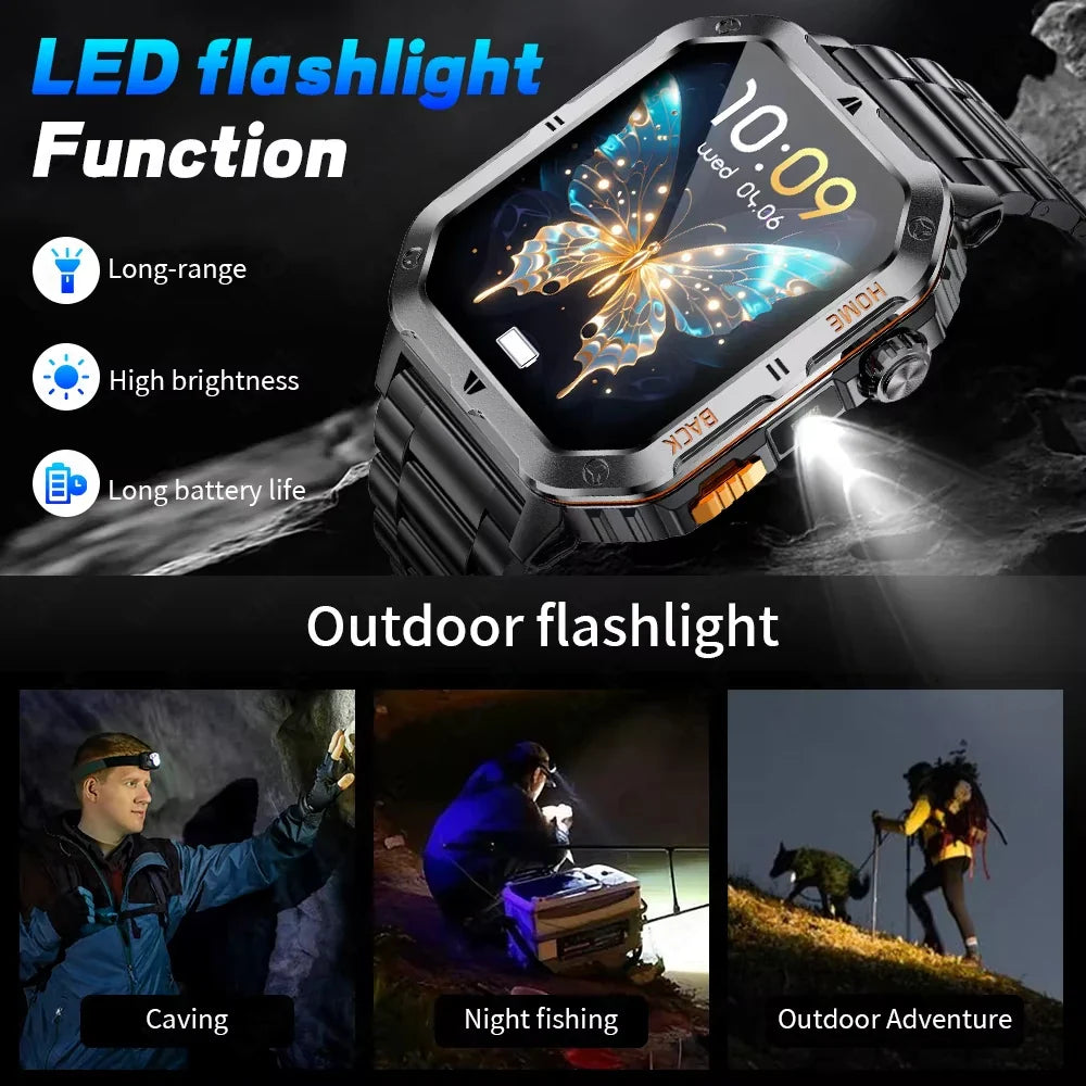 2026 Military Outdoor 1000 mAh Battery Smart Watch Men GPS Sports Heart Rate IP68 Waterproof BT Call Smartwatch For Man Gift Hot