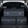 Car Trunk Organizer Organizers And Storage Suv Faux Leather Foldable Trunk Multi-Compartment Adjustable Auto Grocery Storage Box