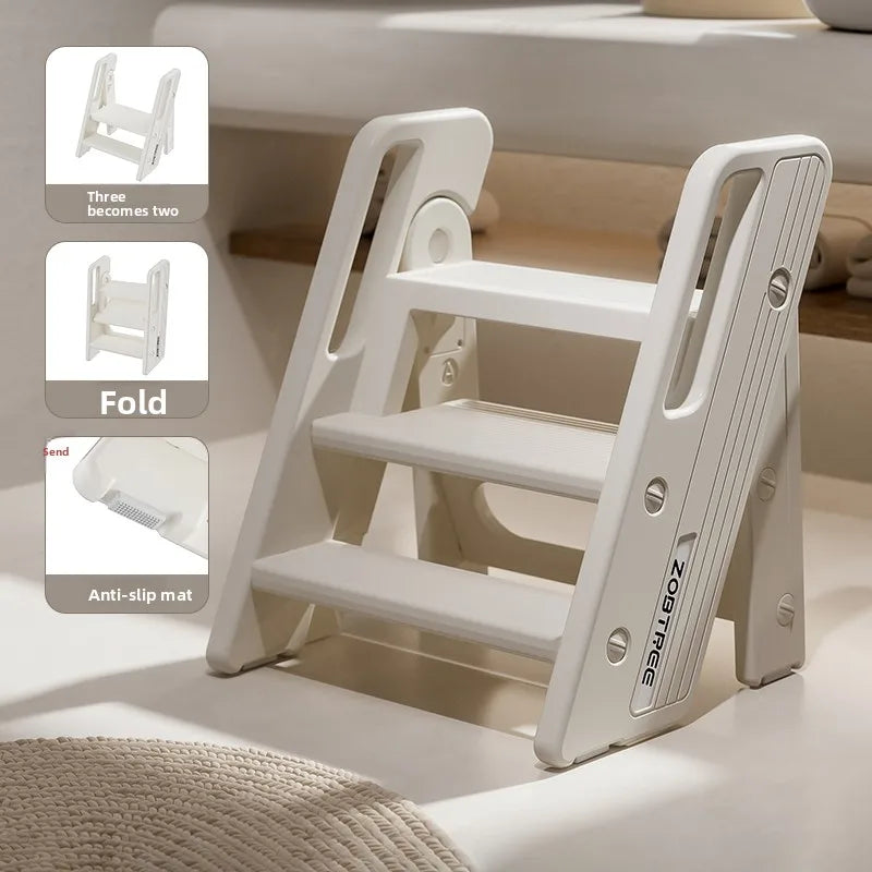 2 Step Foldable Ladder Stool Baby Kids Toddler Bathroom Sink Non Slip Portable Lightweight Escalera Madera Household Kitchen