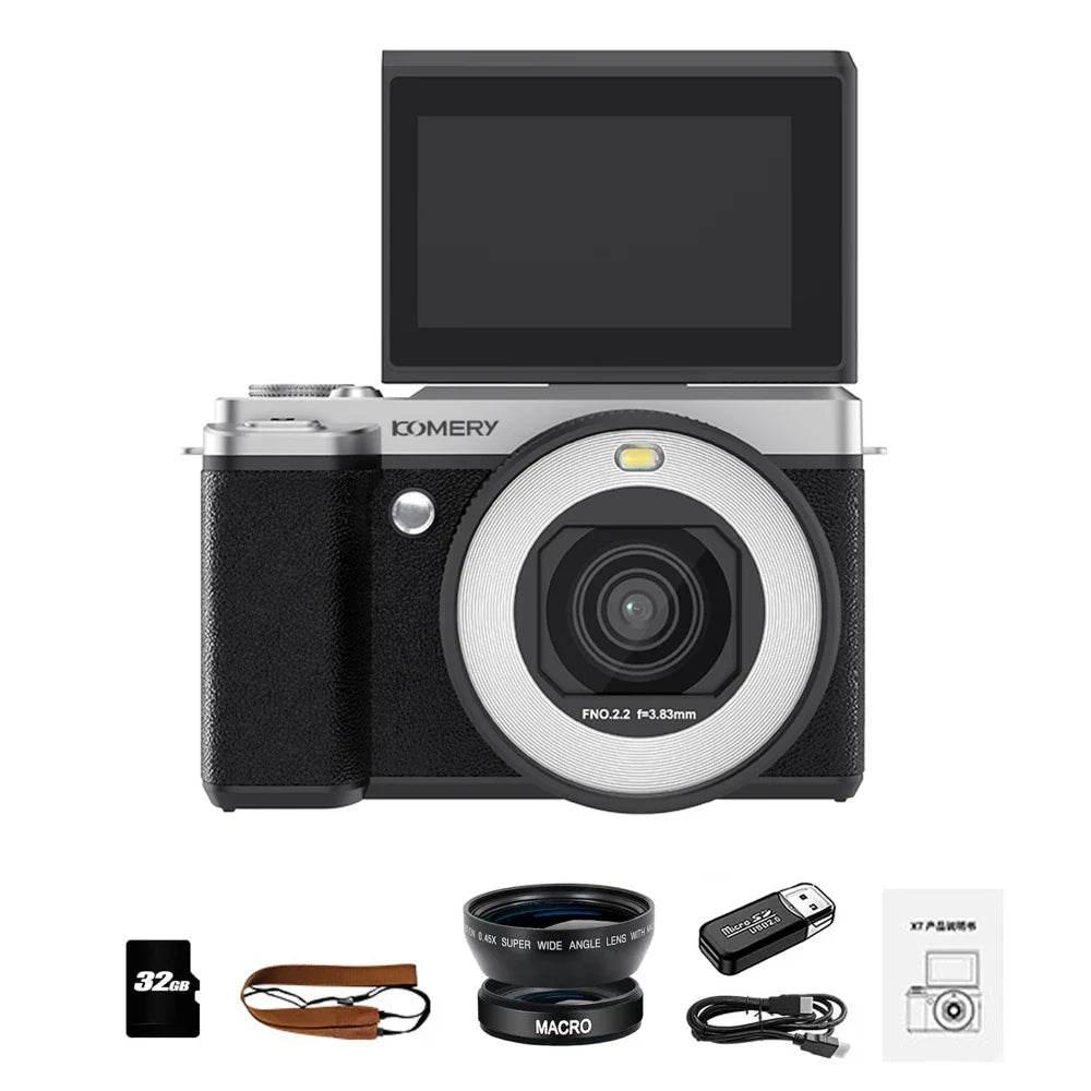 5K 80MP Digital Camera For Photography 18X AF Vlog Camcorder Livestreaming WIFI Webcam Dual Lens Selfie Camera 180° Flip Screen