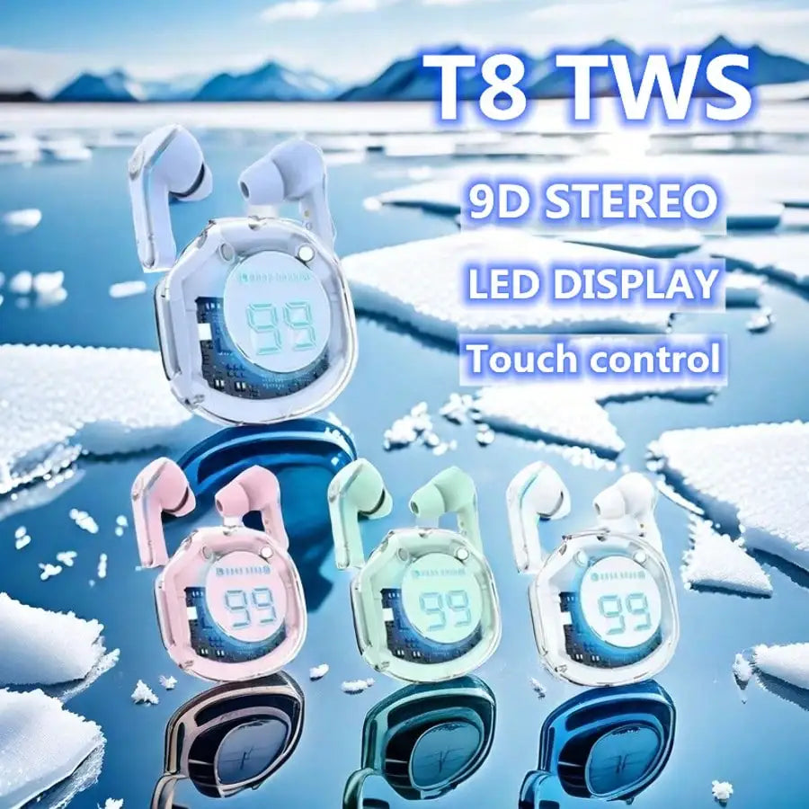 NEW T8 TWS Wireless Earphone Bluetooth 5.3 Sport Gaming Headsets Noise Reduction Earbuds Bass Touch Control For Smartphones