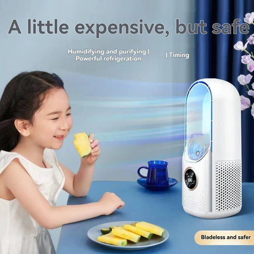 2025 Air Cooler Humidification Cooling USB Silent Timed Air Conditioning Fan Colorful Lights Night Light Led Screen 6 Wind Speed