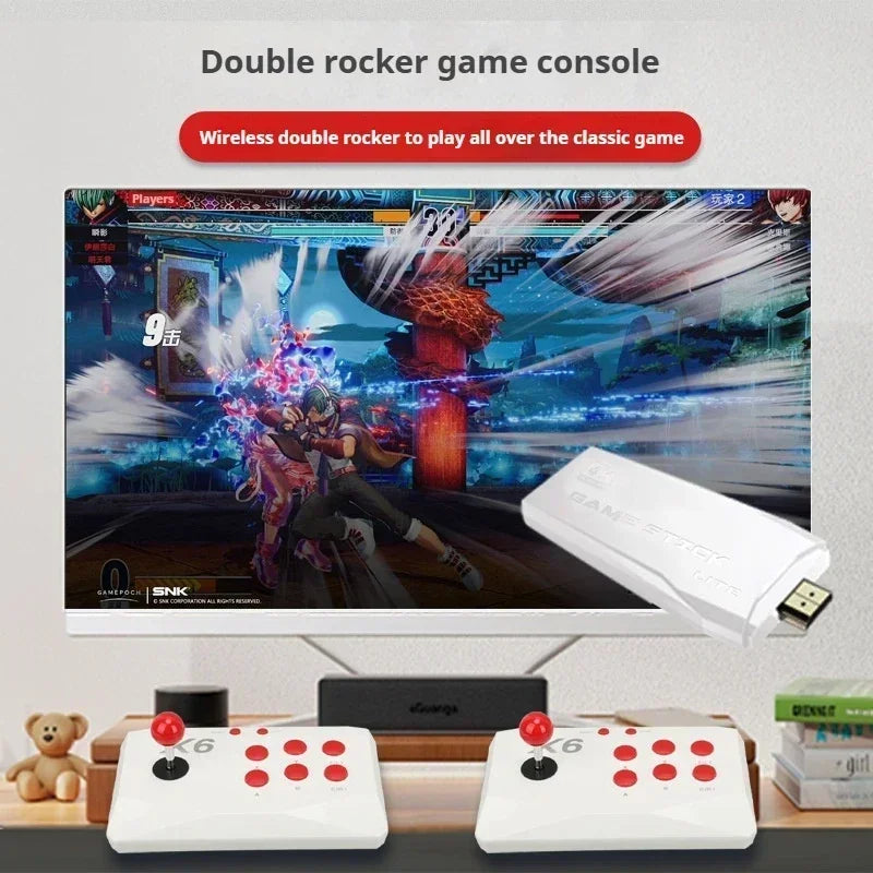 X6 Retro Video Game Console 2.4G Wireless 4K HD Double Rocker Console Stick 64GB Built-In 15000 Retro Games for Play Kids Gift