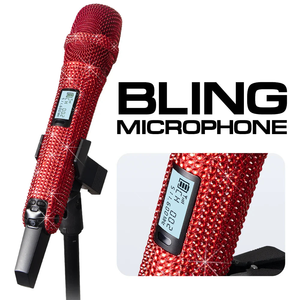 Wireless Karaoke Mic SKM9000 Custom Diamond-Encrusted  Microphone For Live Streams  Karaoke Shining Stage Essential