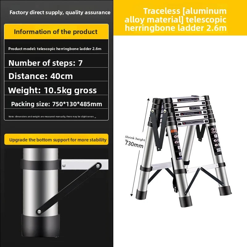 Aluminum Telescopic Folding 3 Step Ladder Step Stool Home Kitchen Garden Portable Lightweight Safety Lock Multipurpose Household