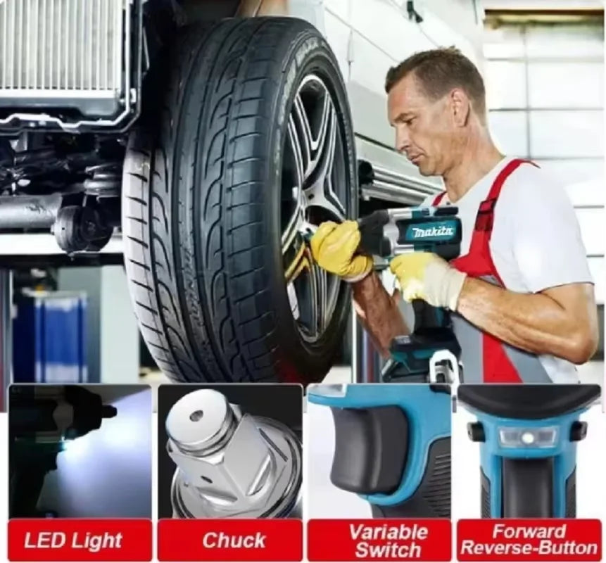Makita 1000N.M DTW700 Torque Brushless Electric Impact Wrench Cordless Electric Drill 1/2" Wrench Power Tools For 18V Battery