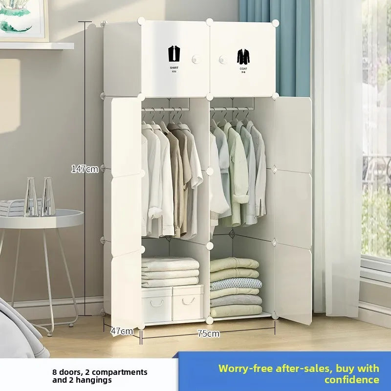 Portable Plastic Folding Wardrobe Closet Sturdy Durable Easy Assembly Clothes Storage Cabinet Bedroom Dorm Apartment Rental