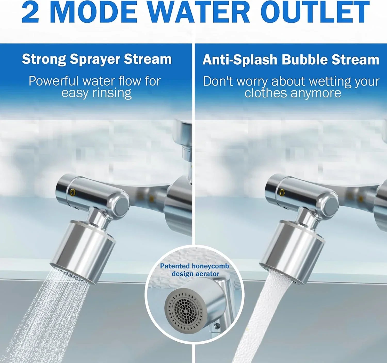 ALTHY Faucet Extender + Tap Aerator + Water Filter, Sink Splash-proof 1080° Rotating, Reduce Lead Chlorine Odor, 2 Spray Modes