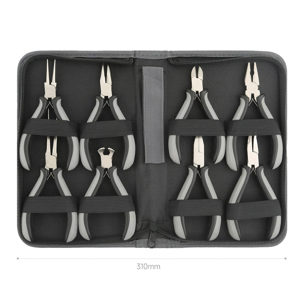 Pliers Tool Set Mini Pliers Repair Tool Bag Long Nose Flat Nose Bent Nose Combination Pliers Universal Remover Tool 8-Piece Set
