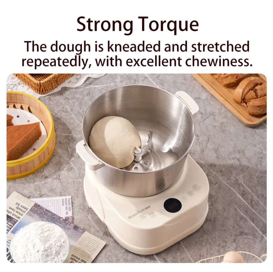 SUNATUR 5L/7L Electric Dough Mixer,250W DC Motor,Stainless Steel Bowl,Timed Fermentation,All-in-One