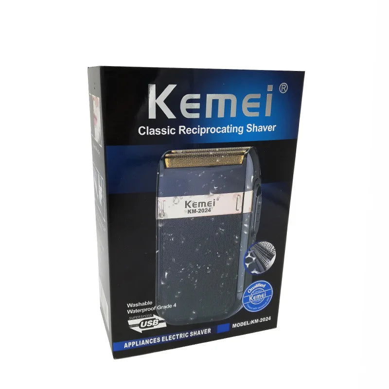 Kemei Twin Blade Waterproof Reciprocating Cordless Razor USB Rechargeable Shaving Machine Electric Shaver for Men Barber Trimmer
