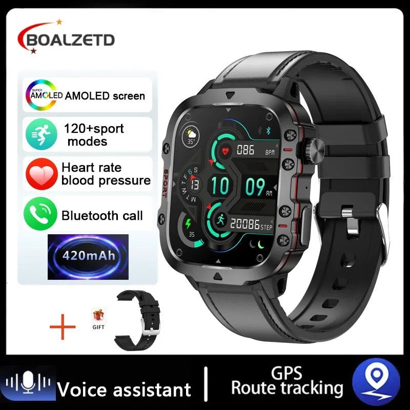 2025 New Military Smart Watch Men IP68 5ATM Outdoor Sports Fitness Tracker Health Monitor 1.81Inch BT Call Smartwatch For Men