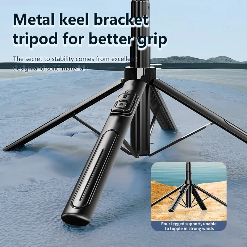 Roreta 1.3m Selfie Stick Tripod Stand for iPhone Samsung Huawei Cellphone Extendable Phone Tripod with Wireless Remote