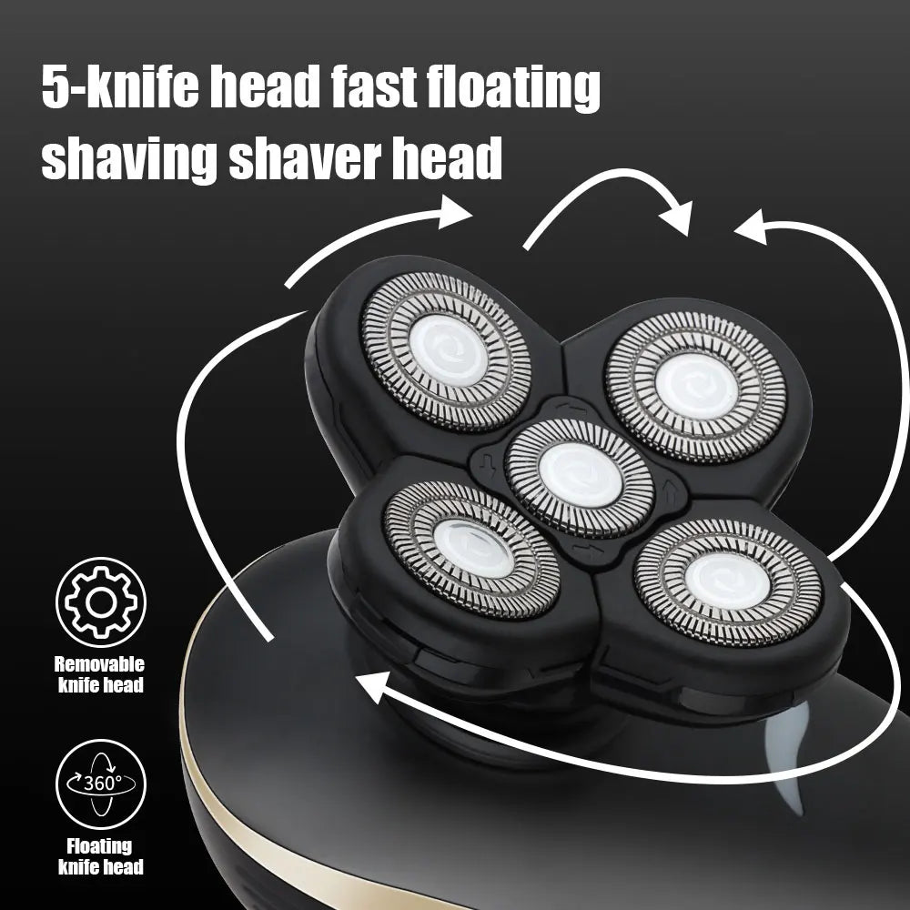 hiena Men Kit Wet Dry Electric Shaver Beard Hair Trimmer Electric Razor Rechargeable Bald Head Shaving Machine LCD Display