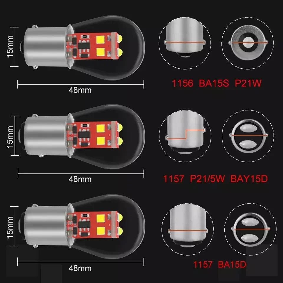 Car LED BAU15S PY21W BA15D 1157 BAY15D P21/5W LED P21W BA15S 1156 R5W R10W Turn Signal Brake Lights Bulbs Auto Lamp 12V